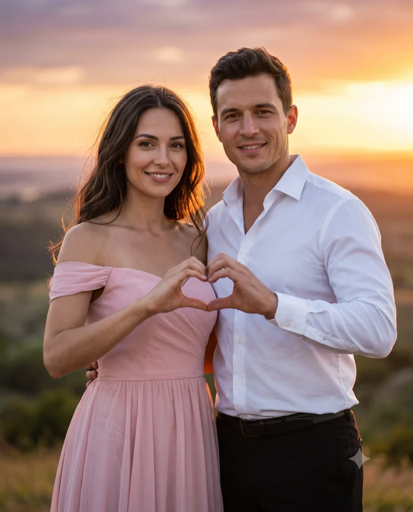 Ultra-Realistic Golden-Hour Couple Portrait — Cinematic 8K Photography Prompt